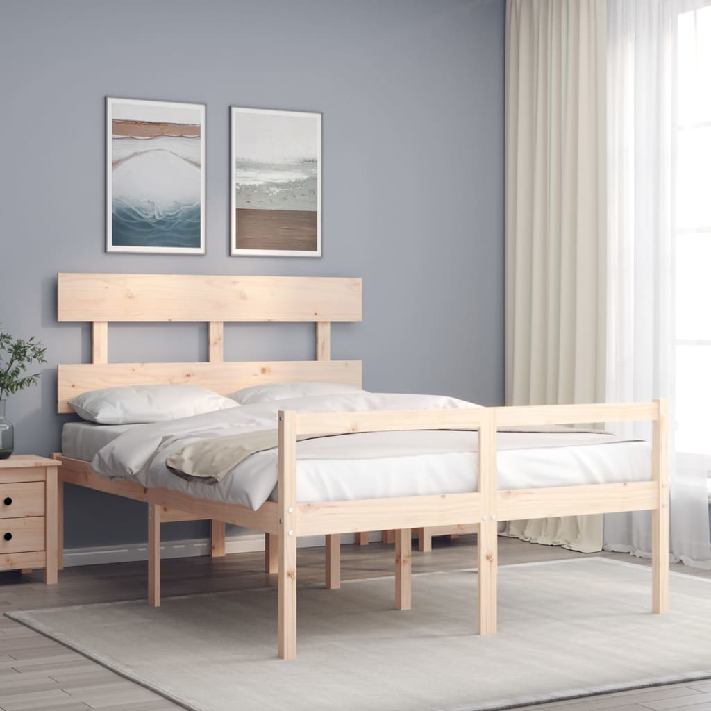 Sängram med sänggavel 140x190 cm massivt trä