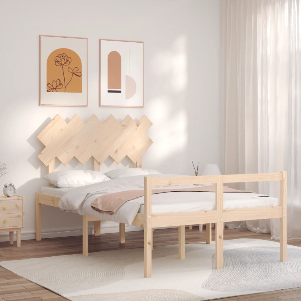 Sängram med sänggavel 120x200 cm massivt trä