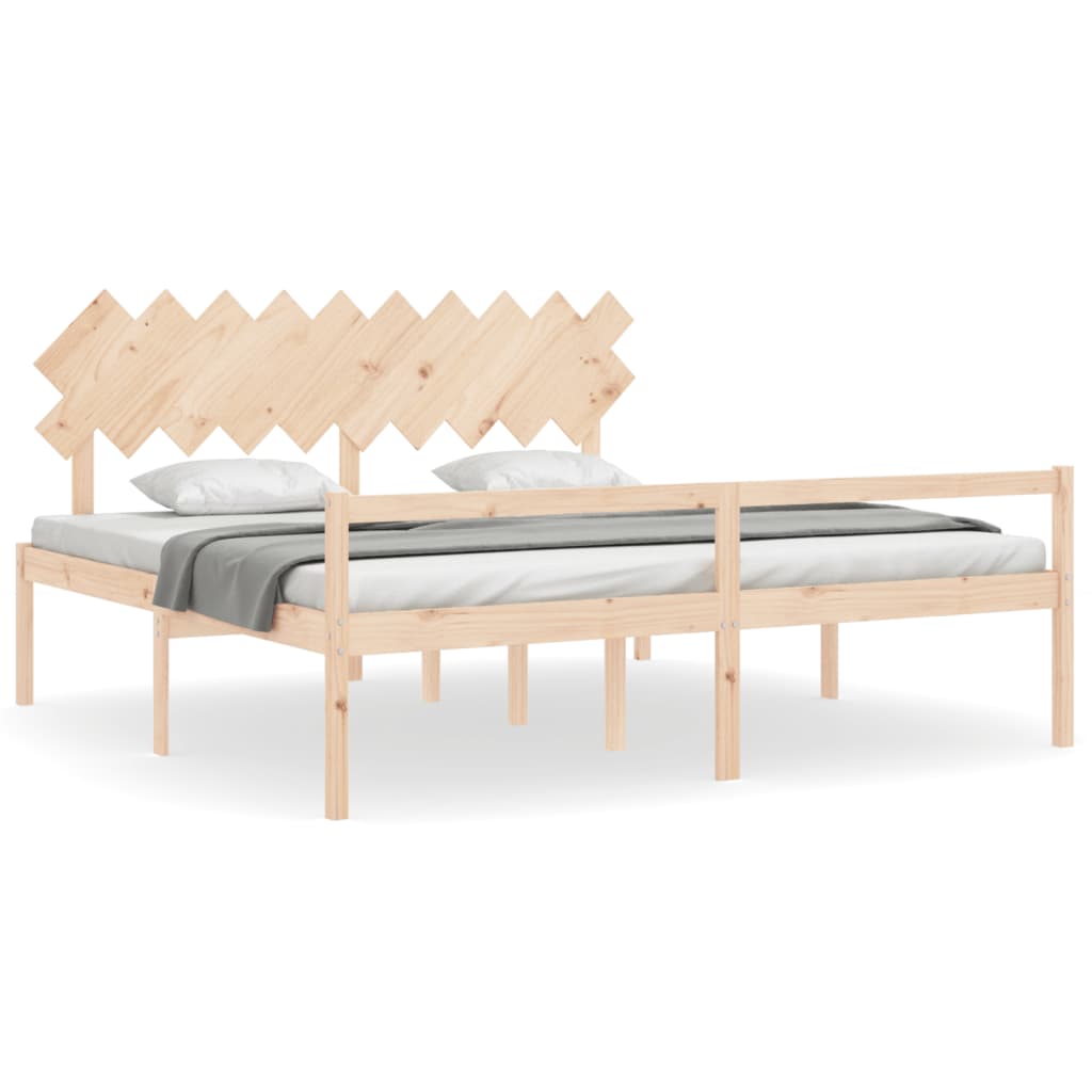 Sängram med sänggavel 200x200 cm massivt trä