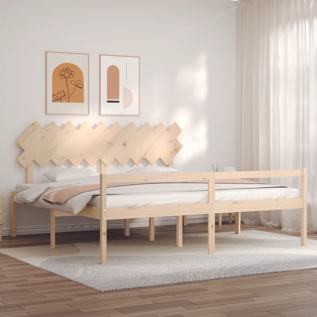 Sängram med sänggavel 200x200 cm massivt trä