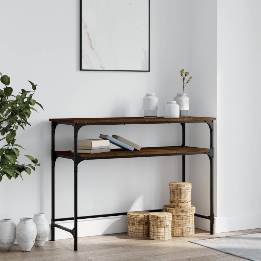 Avlastningsbord brun ek 100x35,5x75 cm konstruerat trä