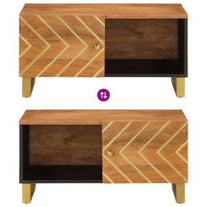 Soffbord brun och svart 80x50x40 cm massivt mangoträ