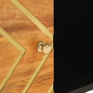 Soffbord brun och svart 80x50x40 cm massivt mangoträ