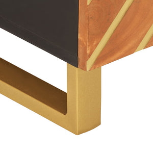 Soffbord brun och svart 80x50x40 cm massivt mangoträ