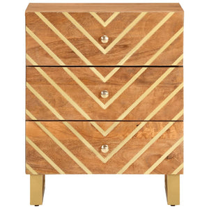 Sängbord brun och svart 50x33x60 cm massivt mangoträ