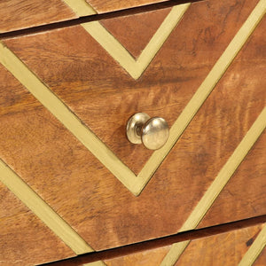 Sängbord brun och svart 50x33x60 cm massivt mangoträ