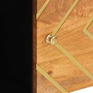 Skänk brun och svart 80x33,5x75 cm massivt mangoträ