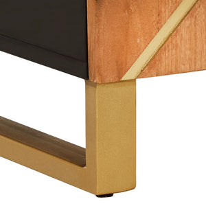 Skänk brun och svart 90x33,5x75 cm massivt mangoträ