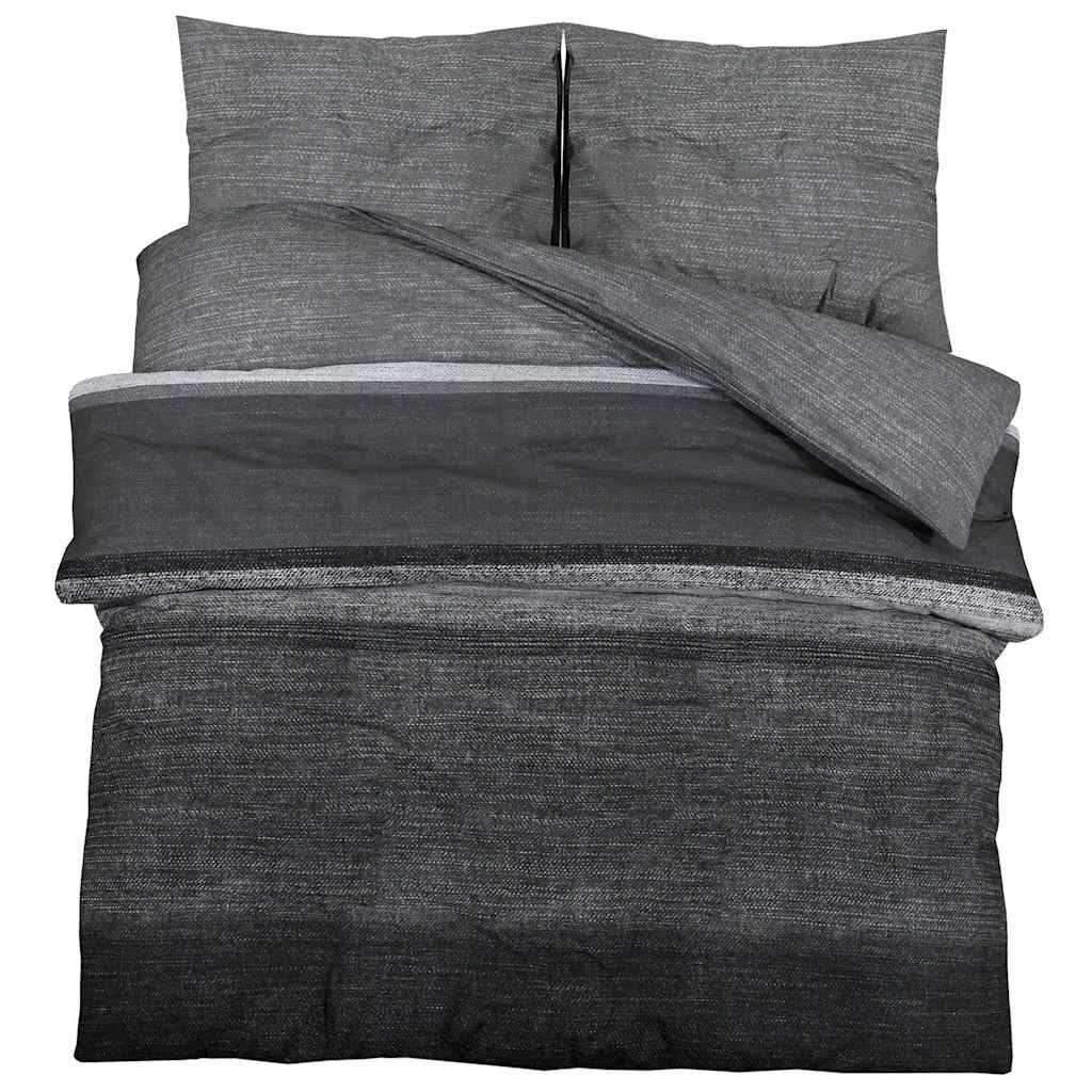 Bäddset mörkgrå 200x200 cm bomull