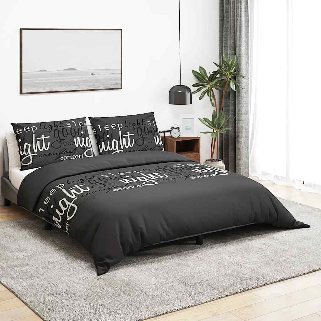 Påslakanset svart och vit 260x220 cm bomull