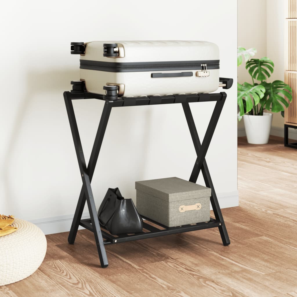 Bagagehylla svart 68x38x58 cm bambu