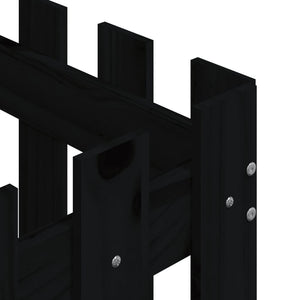 Odlingslåda med staket-design svart 50x50x50 cm massiv furu