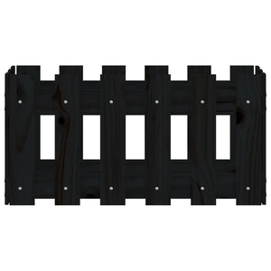 Odlingslåda med staket-design svart 60x30x30 cm massiv furu