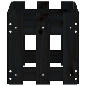 Odlingslåda med staket-design svart 60x30x30 cm massiv furu
