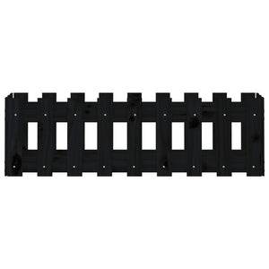 Odlingslåda med staket-design svart 100x30x30 cm massiv furu