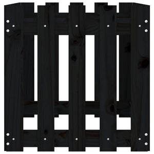 Odlingslåda med staket-design svart 100x50x50 cm massiv furu