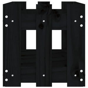 Odlingslåda med staket-design svart 150x30x30 cm massiv furu