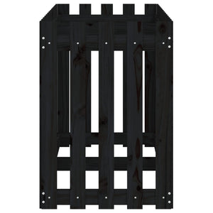 Odlingslåda med staket-design svart 150x50x70 cm massiv furu