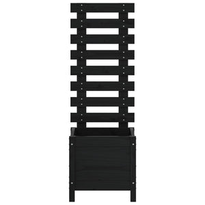 Odlingslåda med spaljé svart 39x39,5x114 cm massiv furu