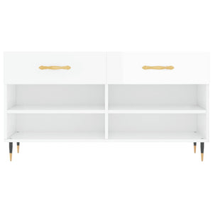 Skobänk vit högglans 102x35x55 cm konstruerat trä