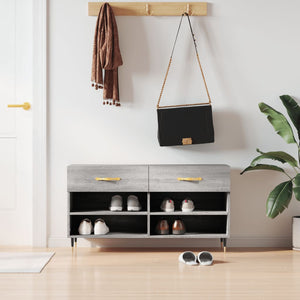 Skobänk grå sonoma 102x35x55 cm konstruerat trä