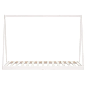 Sängram för barn vit 90x190 cm massiv furu