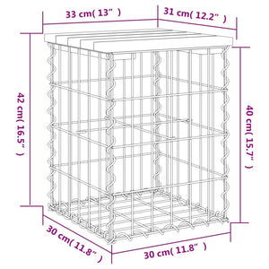 Trädgårdsbänk gabion-design 33x31x42 cm massivt douglasträ