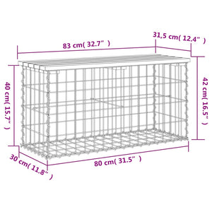 Trädgårdsbänk gabion-design 83x31,5x42 cm massiv furu
