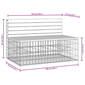 Trädgårdsbänk gabion-design 103x70x65 cm massiv furu