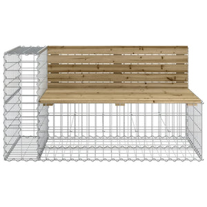 Trädgårdsbänk med gabionkorg tryckimpregnerad furu