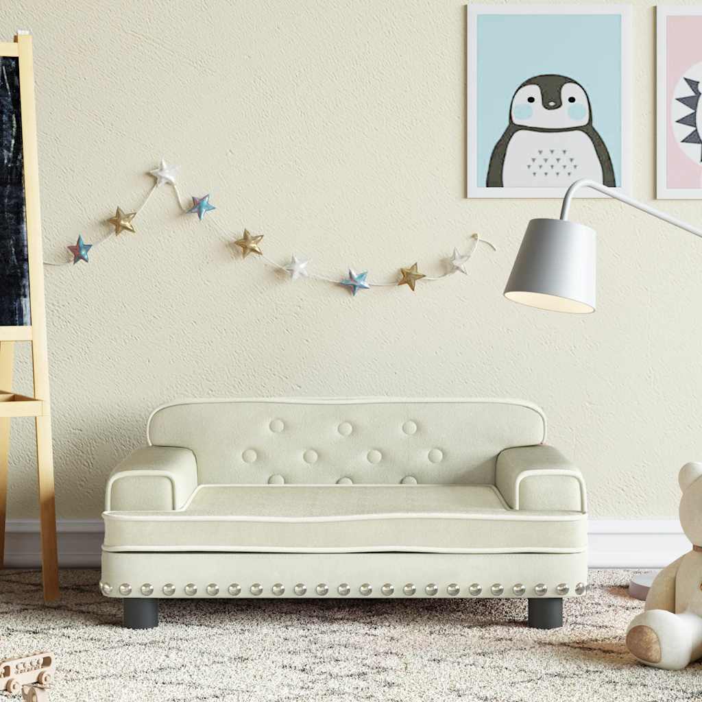 Barnsoffa gräddvit 70x45x30 cm sammet