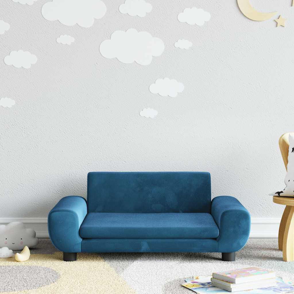 Barnsoffa blå 70x45x33 cm sammet