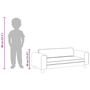 Barnsoffa med fotpall gräddvit 100x50x30 cm sammet