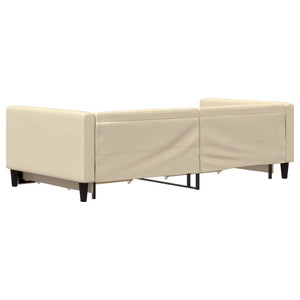 Dagbädd utdragbar med lådor gräddvit 100x200 cm tyg