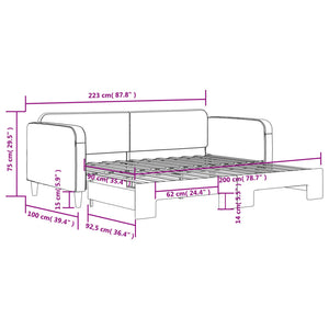 Dagbädd utdragbar taupe 90x200 cm tyg