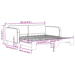 Dagbädd utdragbar ljusgrå 100x200 cm tyg