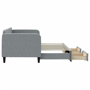 Dagbädd utdragbar med lådor ljusgrå 80x200 cm tyg