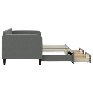 Dagbädd utdragbar med lådor mörkgrå 80x200 cm tyg