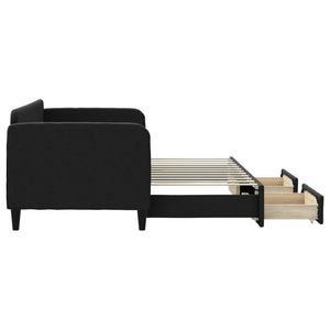 Dagbädd utdragbar med lådor svart 80x200 cm tyg