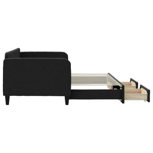Dagbädd utdragbar med lådor svart 90x200 cm tyg