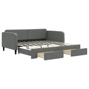 Dagbädd utdragbar med lådor mörkgrå 90x190 cm tyg