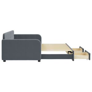 Dagbädd utdragbar med lådor mörkgrå 90x200 cm sammet