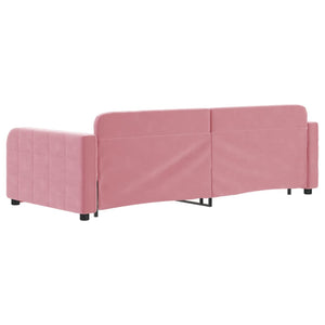 Dagbädd utdragbar med lådor rosa 90x200 cm sammet