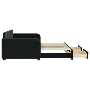 Dagbädd utdragbar med lådor svart 90x190 cm sammet