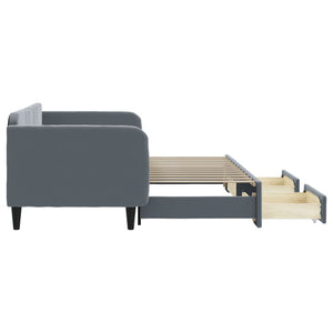 Dagbädd utdragbar med lådor mörkgrå 90x200 cm sammet