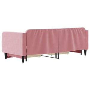 Dagbädd utdragbar med lådor rosa 90x200 cm sammet