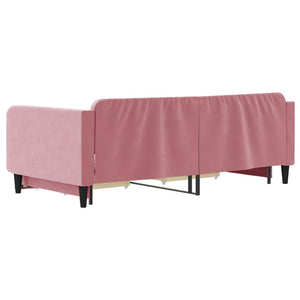 Dagbädd utdragbar med lådor rosa 100x200 cm sammet