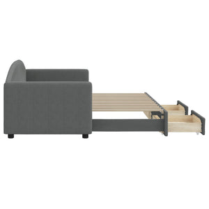 Dagbädd utdragbar med lådor mörkgrå 80x200 cm tyg