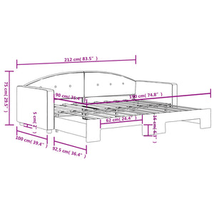 Dagbädd utdragbar svart 90x190 cm sammet