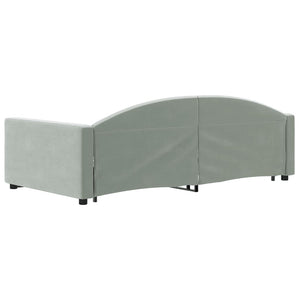 Dagbädd utdragbar med lådor ljusgrå 90x200 cm sammet